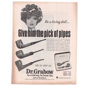 Dr Grabow Pipe Magazine Advertisement Vintage 1968 Tobacciana Smoking Pre Smoked